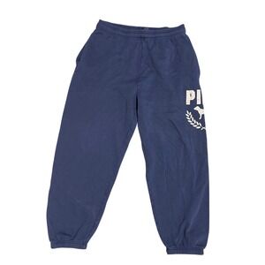 Victorias Secret PINK Navy Blue Glitter Logo Jogger Sweatpants Mens Small